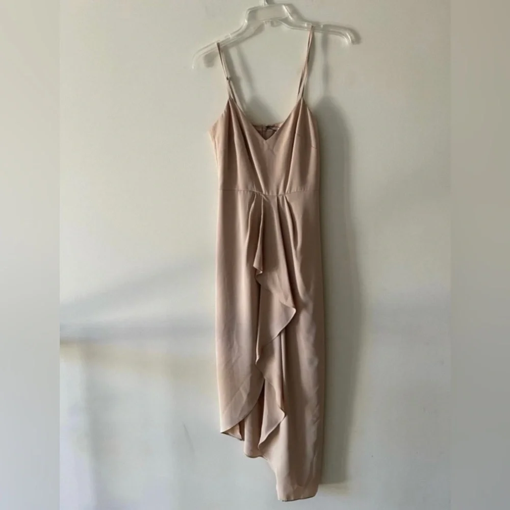Spaghetti Strap Asymmetrical V-Neck Sleeveless Ruffle Midi Dress - Picture 3 of 4
